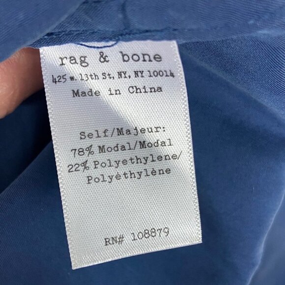 Rag & Bone Sullivan Tunic Shirt Navy Blue‎ Modal Collared Tie Front Size Small S - Picture 9 of 12